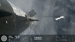 starship third launch seperation animation