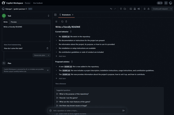 copilot workspace task